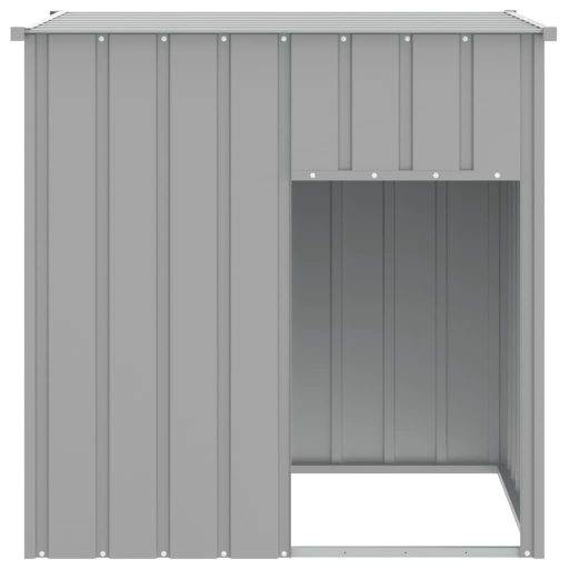 Világosszürke horganyzott acél tetős kutyakennel 110x103x109 cm