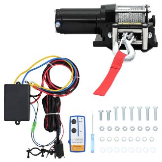   12V Elektr. Csörlő 1360kg Szerelőlap Görgő Vezeték nélküli Távirányító