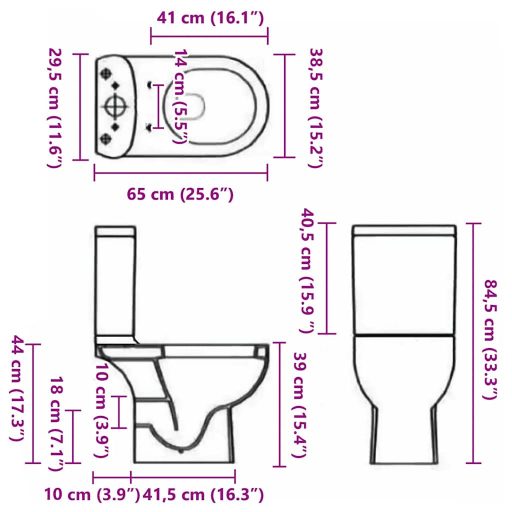 Fehér kerámia WC öblítőrendszerrel