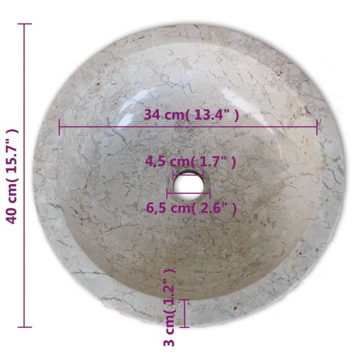 Krémszínű fürdőszobai mosdókagyló 40 cm