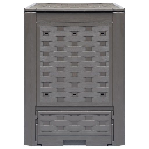 2 db barna műanyag rattan kerti komposztáló 60x60x83 cm 600 L