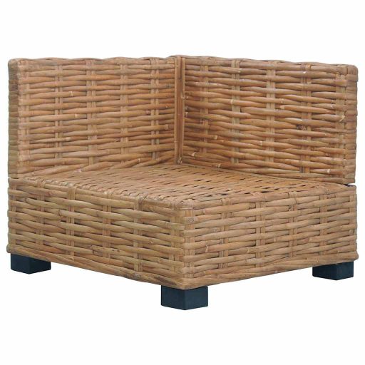 Természetes rattan sarokkanapé párnával