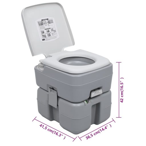 Szürke hordozható kemping WC 20+10 L
