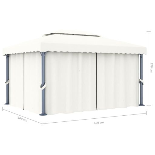 Krémfehér alumíniumpavilon függönnyel 4 x 3 m