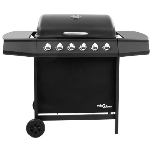 Fekete gáz grillsütő 6 égővel
