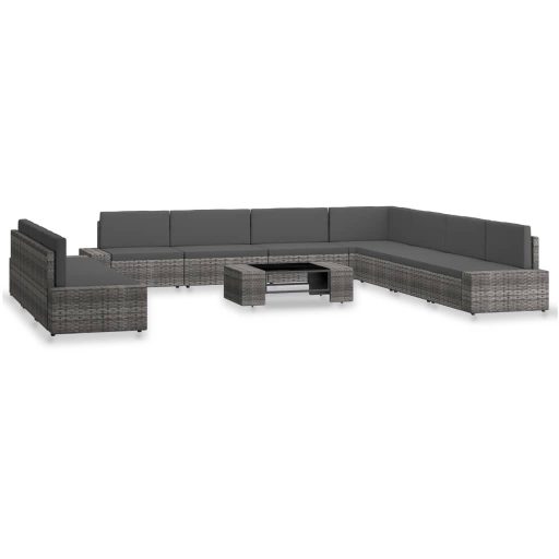10 részes szürke polyrattan kerti ülőgarnitúra