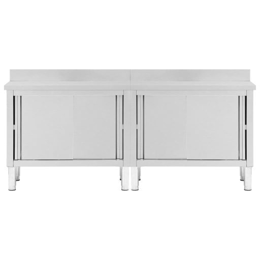 2db rozsdamentes acél munkaasztal tolóajtókkal 200x50x(95-97)cm