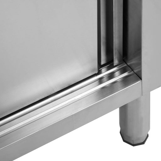 2db rozsdamentes acél munkaasztal tolóajtókkal 200x50x(95-97)cm