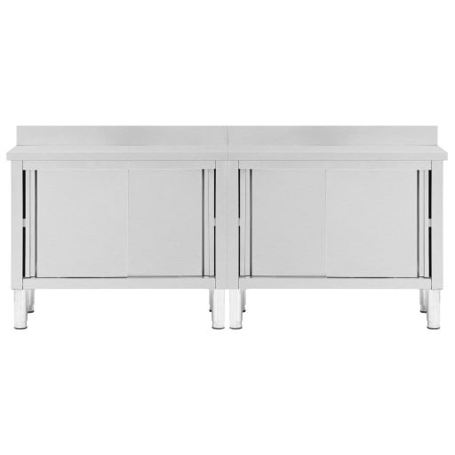 2db rozsdamentes acél munkaasztal tolóajtókkal 240x50x(95-97)cm