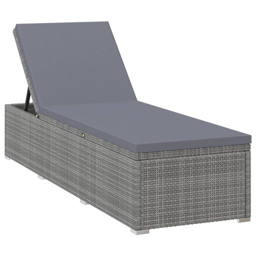 3 részes szürke polyrattan kerti napozóágy szett asztallal