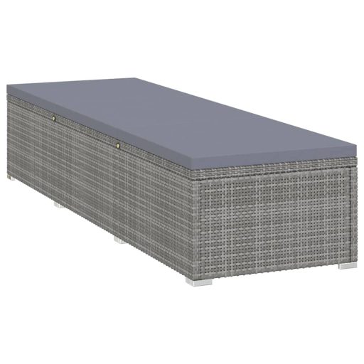 3 részes szürke polyrattan kerti napozóágy szett asztallal
