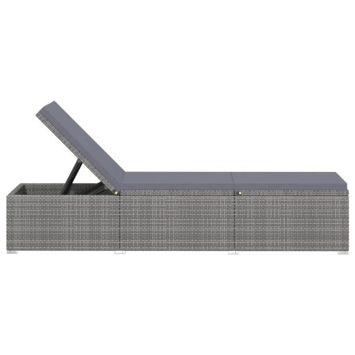 3 részes szürke polyrattan kerti napozóágy szett asztallal