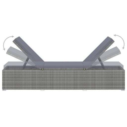 3 részes szürke polyrattan kerti napozóágy szett asztallal