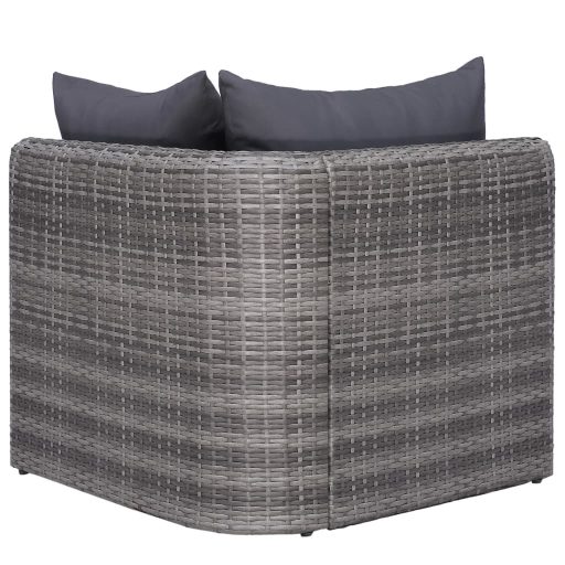10 részes szürke polyrattan kerti bútorszett párnákkal