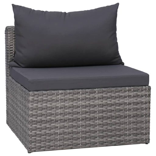 10 részes szürke polyrattan kerti bútorszett párnákkal