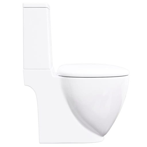 Fürdőszobai kerek fehér kerámia WC alsó vízelvezetéssel