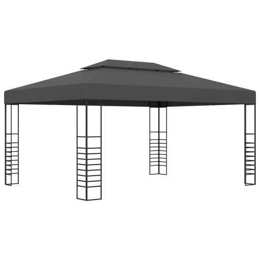 Antracitszürke pavilon LED fényfüzérrel 3 x 4 m