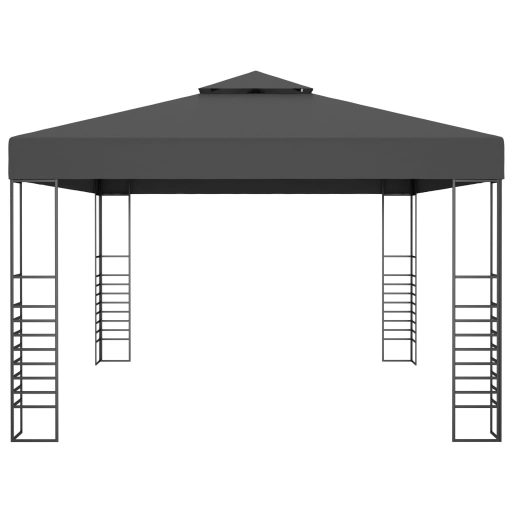Antracitszürke pavilon LED fényfüzérrel 3 x 4 m