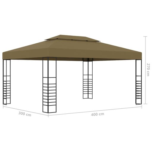 Tópszínű pavilon LED fényfüzérrel 3 x 4 m