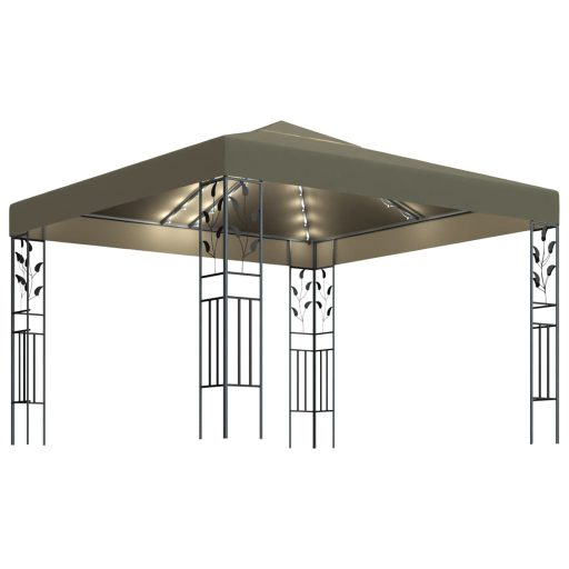 Tópszínű pavilon LED fényfüzérrel 3 x 3 m