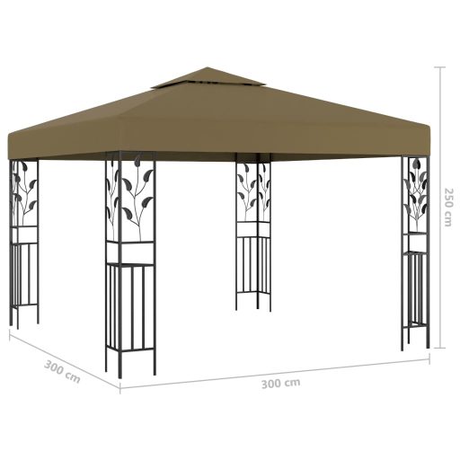 Tópszínű pavilon LED fényfüzérrel 3 x 3 m