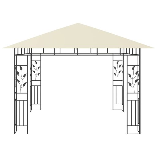 Krémszínű pavilon szúnyoghálóval/LED fényfüzérrel 3x3x2,73 m