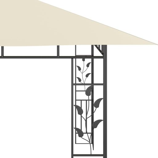 Krémszínű pavilon szúnyoghálóval/LED fényfüzérrel 4x3x2,73 m