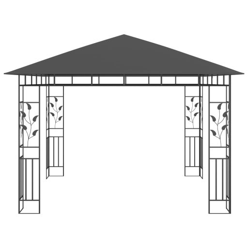 Antracit pavilon szúnyoghálóval/LED fényfüzérrel 3 x 3 x 2,73 m