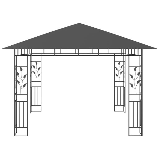 Antracit pavilon szúnyoghálóval/LED fényfüzérrel 3 x 3 x 2,73 m