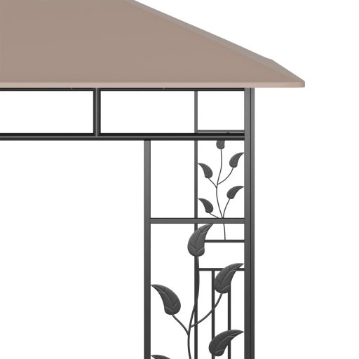 Tópszínű pavilon szúnyoghálóval/LED fényfüzérrel 3 x 3 x 2,73 m