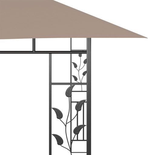 Tópszínű pavilon szúnyoghálóval/LED fényfüzérrel 4 x 3 x 2,73 m