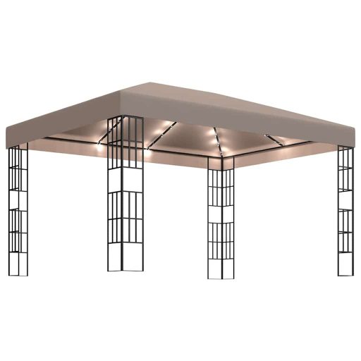 Tópszínű pavilon LED fényfüzérrel 4 x 3 m