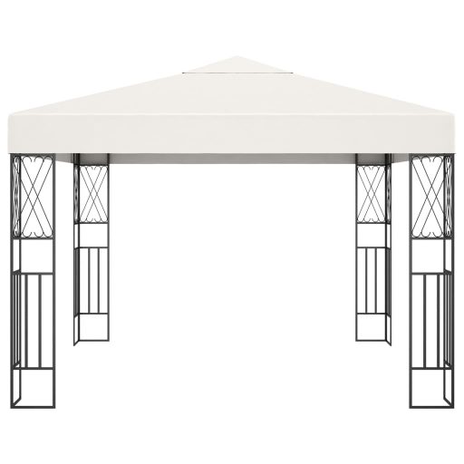 Krémszínű szövet pavilon LED fényfüzérrel 3 x 3 m