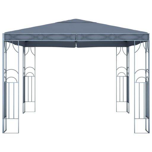 Antracitszürke pavilon LED fényfüzérrel 300 x 300 cm