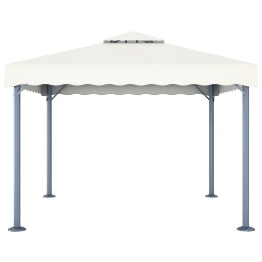 Krémszínű alumíniumpavilon LED fényfüzérrel 300 x 300 cm