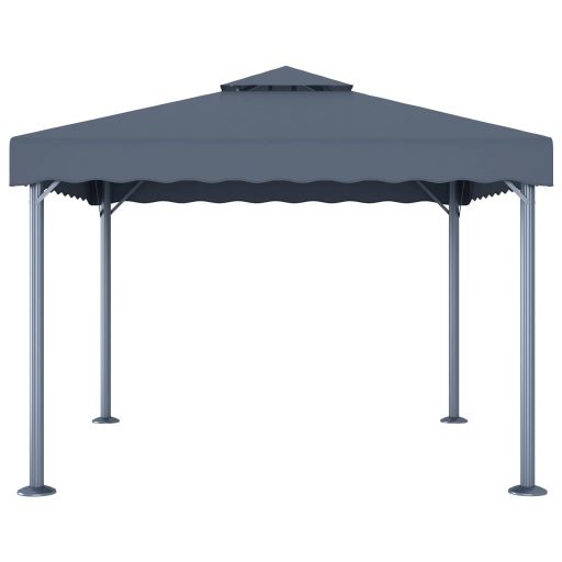 Antracitszürke alumíniumpavilon LED fényfüzérrel 300 x 300 cm
