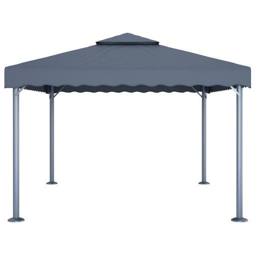 Antracitszürke alumíniumpavilon LED fényfüzérrel 400 x 300 cm