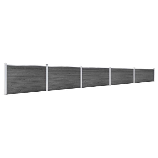 Fekete WPC kerítéspanelszett 872 x 105 cm