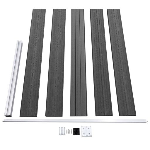 Fekete WPC kerítéspanelszett 872 x 105 cm