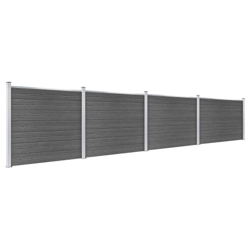Fekete WPC kerítéspanelszett 699 x 146 cm