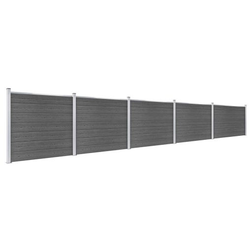 Fekete WPC kerítéspanelszett 872 x 146 cm
