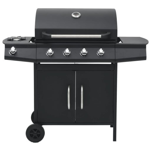 Fekete gázgrillsütő 4+1 főzőfelülettel