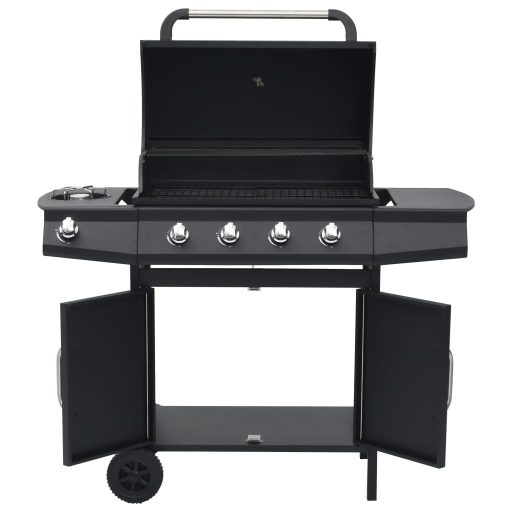 Fekete gázgrillsütő 4+1 főzőfelülettel