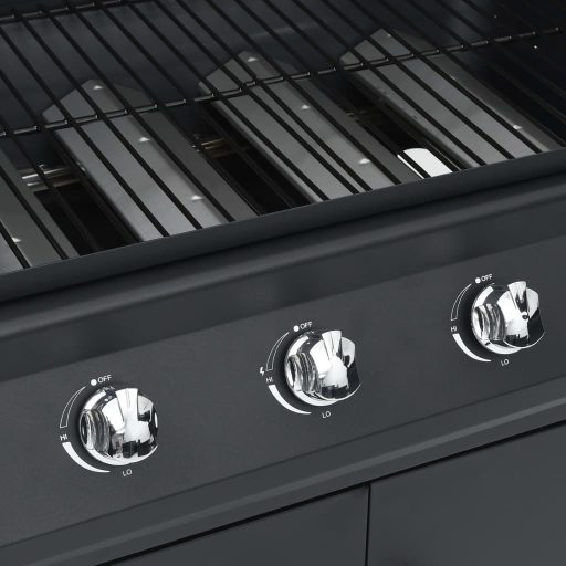 Fekete gázgrillsütő 4+1 főzőfelülettel