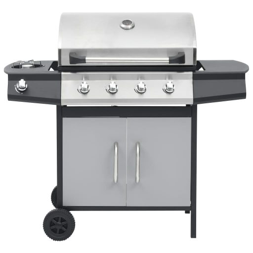 Fekete és ezüst gázgrillsütő 4+1 főzőfelülettel