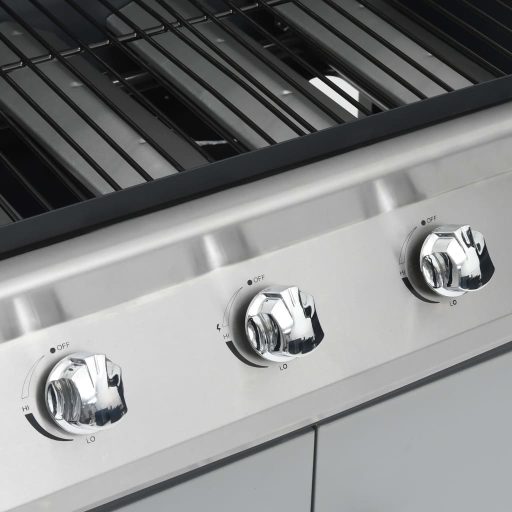 Fekete és ezüst gázgrillsütő 4+1 főzőfelülettel