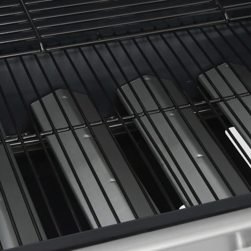 Fekete és ezüst gázgrillsütő 4+1 főzőfelülettel