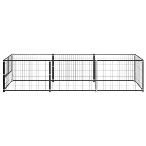 Fekete acél kutyakennel 3 m²