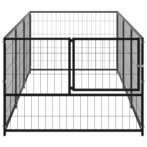 Fekete acél kutyakennel 3 m²