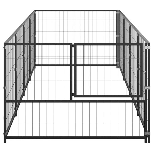 Fekete acél kutyakennel 4 m²